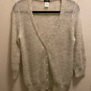 J. Crew Grey Grandpa Style Mohair Wool Nylon Blend V-Neck Cardigan Size M